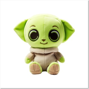 Adorable Green Baby Alien Plushie Posters and Art